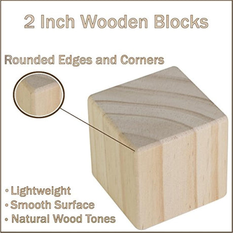 Juego de 15 grandes cubos de madera natural 2 pulgadas