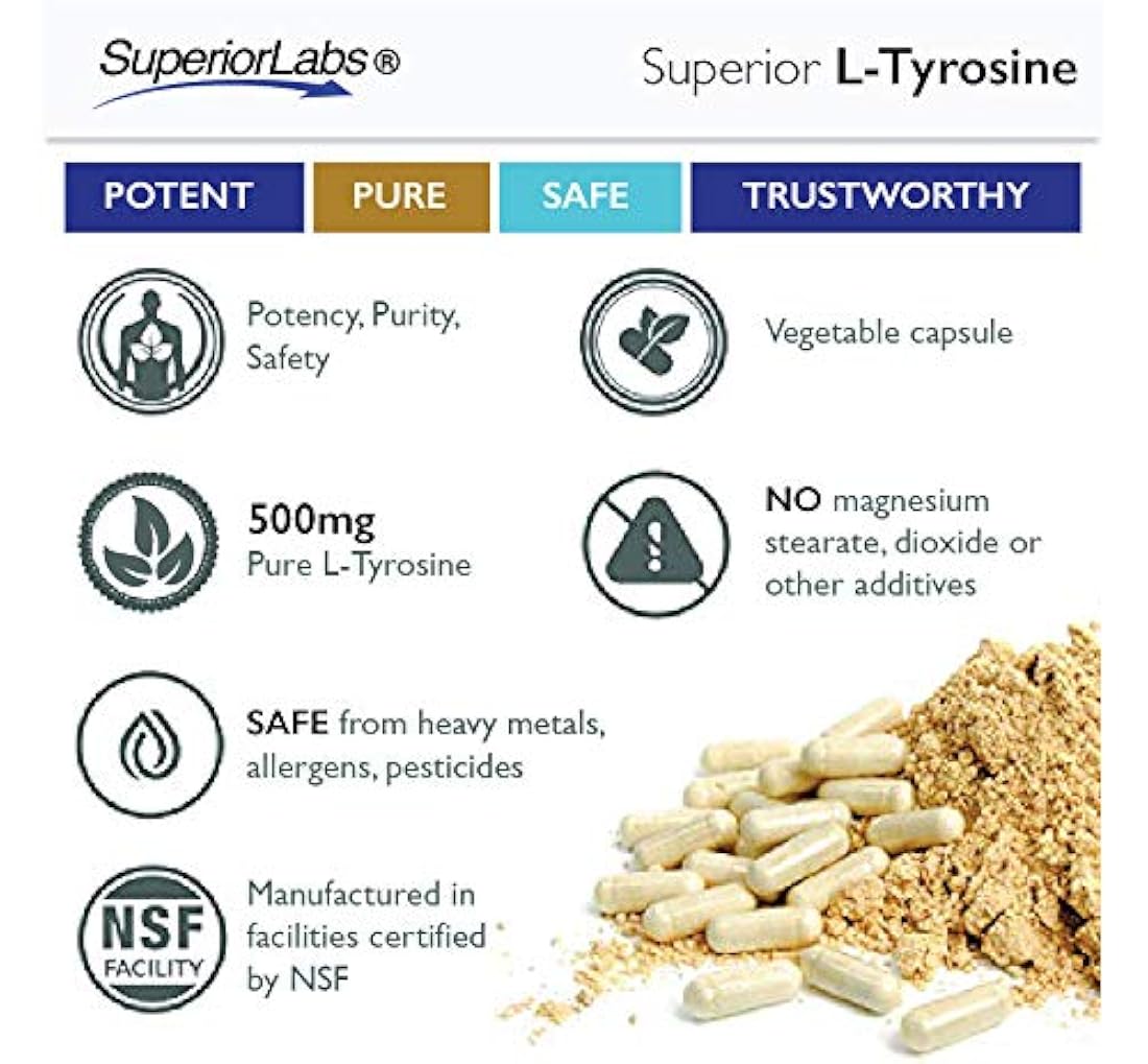 Superior Labs - Pure Natural L-Tyrosine NonGMO - 500 mg 120