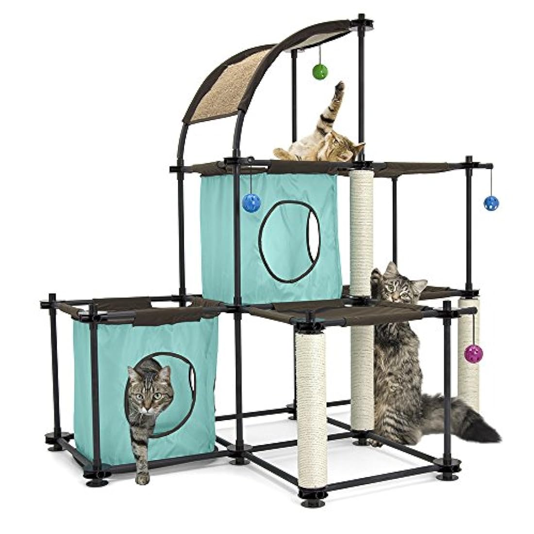 Casa para gatos, con postes de arañar