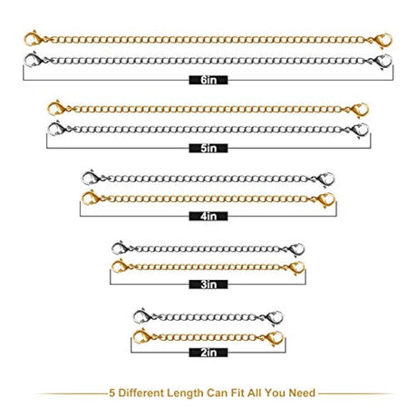 Extensores de collar, 10 piezas de acero inoxidable oro