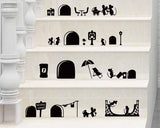 Interesante etiqueta engomada del agujero del ratón extraíble personalizada moda creativa fondo pegatinas de pared para sala de estar escaleras