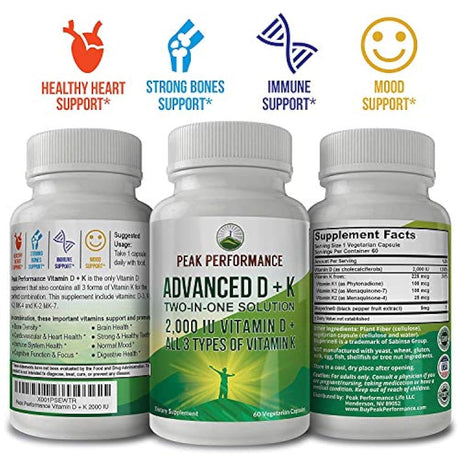 Vitamina D 2000 UI avanzada con todos  3 tipos de vitamina K