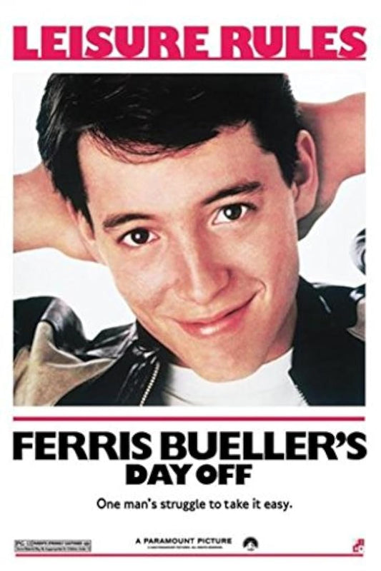 Póster de Ferris Buellers con texto en inglés