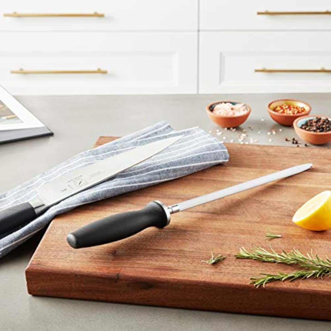 Mercer - Cuchillo de cocina  Acero para afilar, Negro