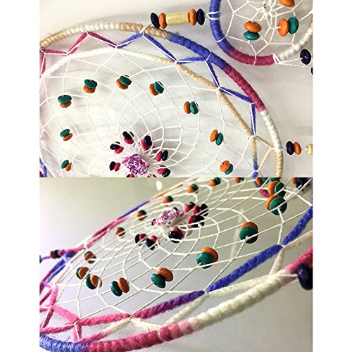 Adorno colgante de plumas con 5 anillos