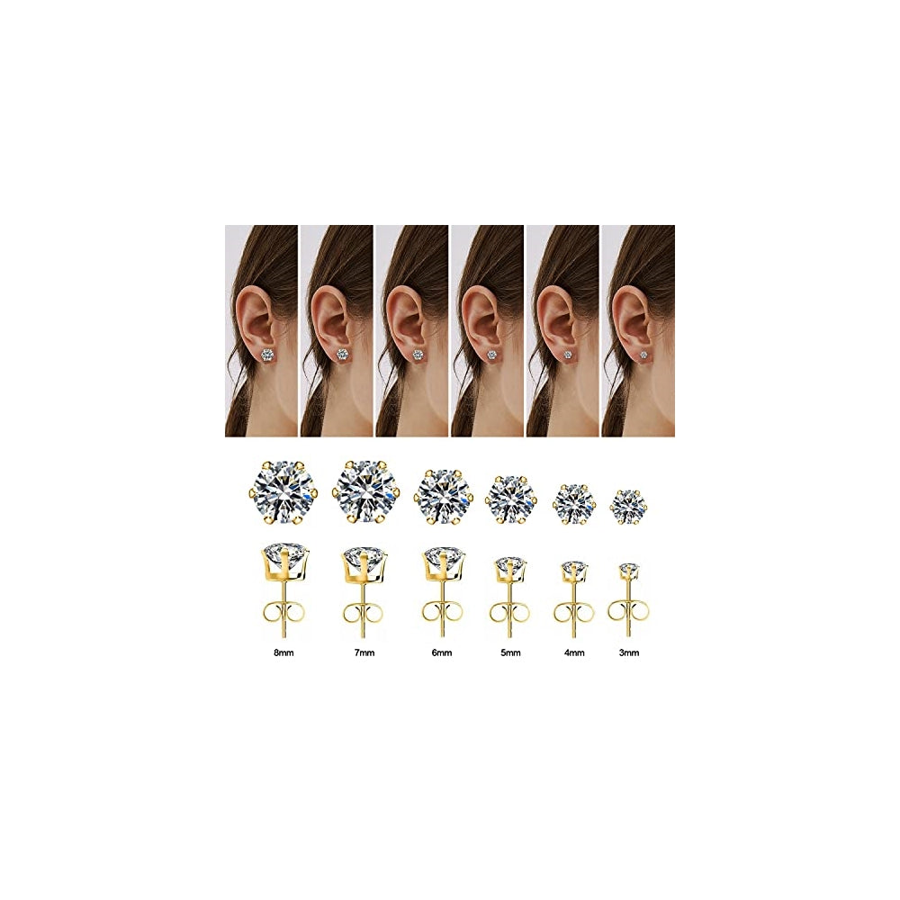 Aretes Juego de 6 pares de acero inoxidable Hipoalergénico