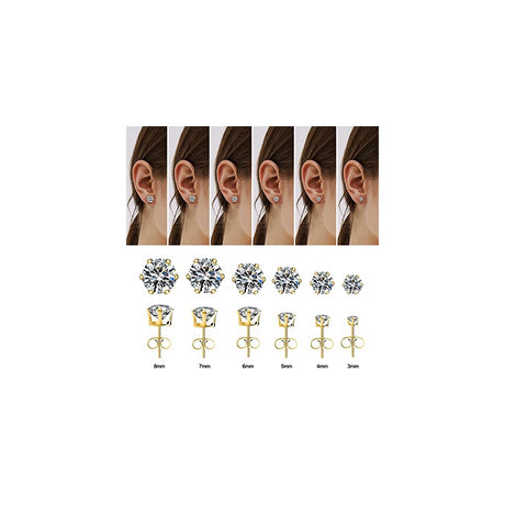 Aretes Juego de 6 pares de acero inoxidable Hipoalergénico