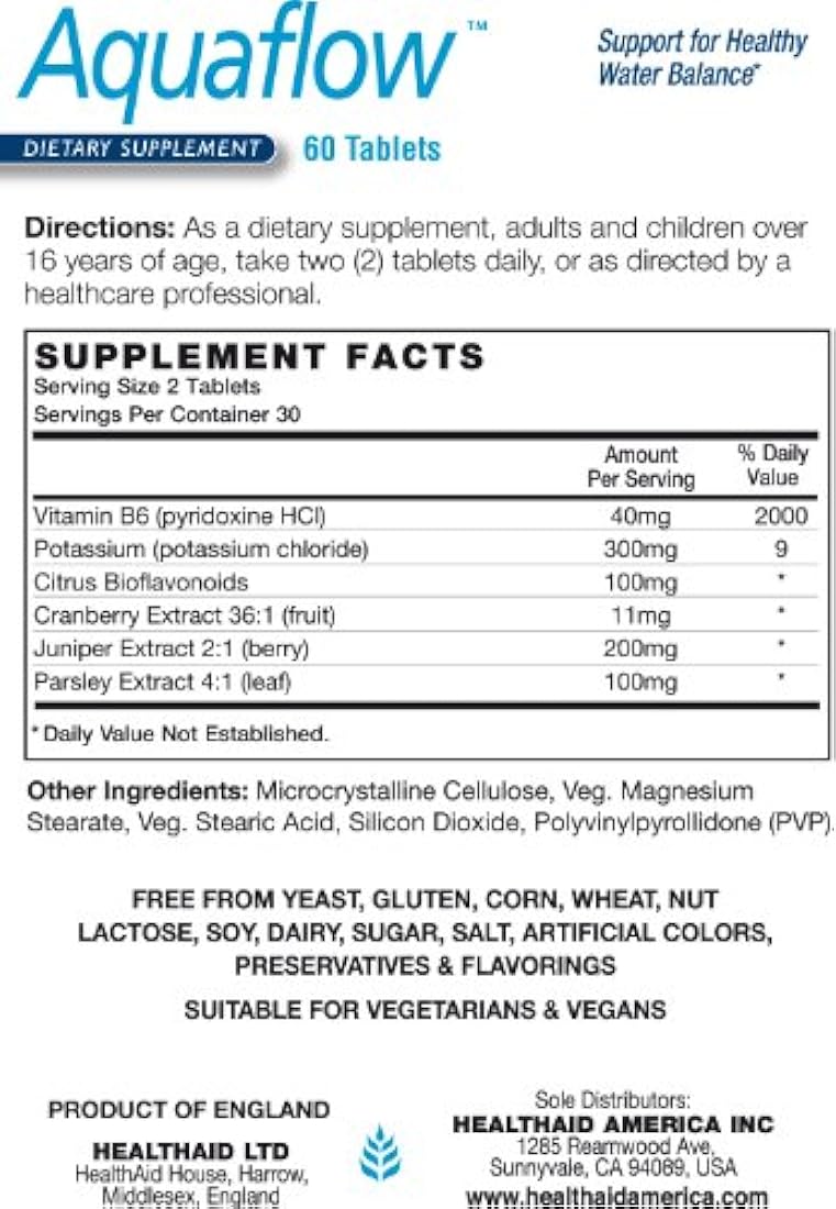 Aquaflow soporte para el equilibrio de agua saludable 60 ct