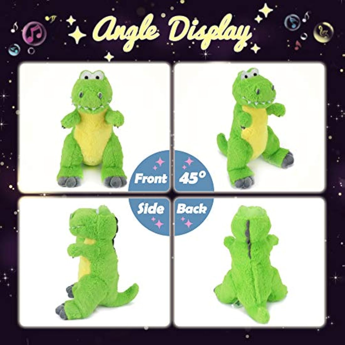 Peluches Peluche de peluche musical con diseño de dinosaurio