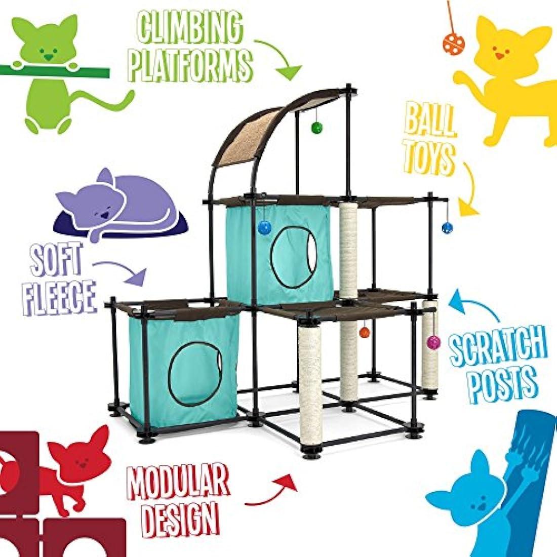 Casa para gatos, con postes de arañar