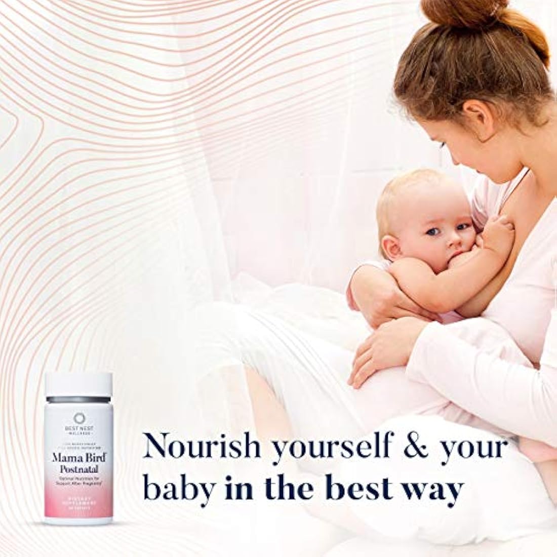 Best Nest Wellness - Mama Bird Postnatal -Vitamina posnatal, una vez al día, hecha con alimentos enteros, mezcla orgánica, L-metilfolato (ácido fólico) y metilcobalamina (B12), fácil de tragar, 100 % vitamina natural (30 unidades), 1
