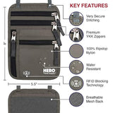 Portadocumentos de viaje estilo cartera con bloqueo RFID