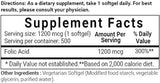 Micro Ingredientes Ácido fólico 1200mcg, 500 cápsulas blandas, Vitamina de Ácido fólico Premium, Apoya la Salud del Corazón y el Desarrollo Prenatal, sin OMG y sin gluten