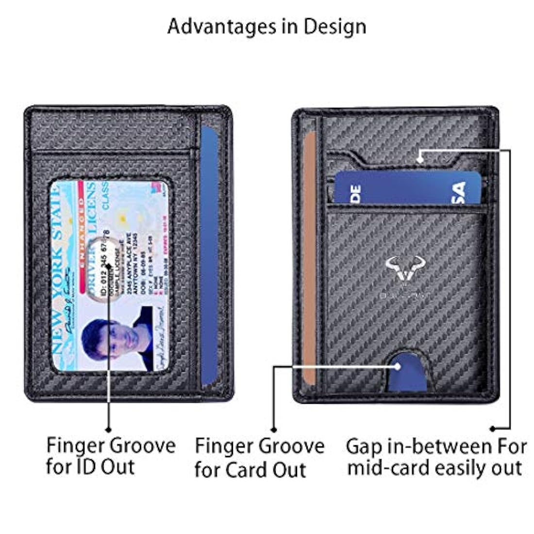 Billetera delgada Bulliant para hombres bloqueo RFID