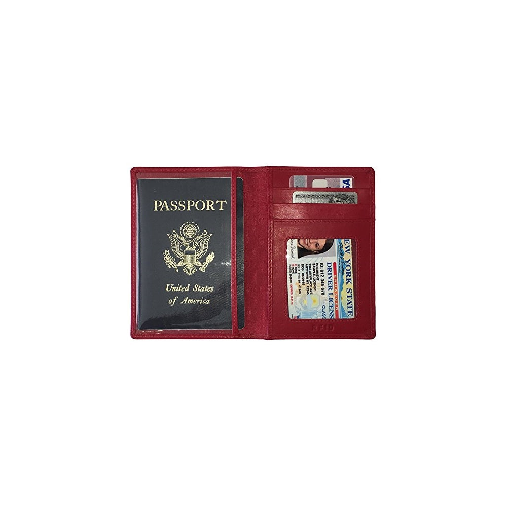 Porta Documentos y Tarjetas de piel para pasaporte rojo