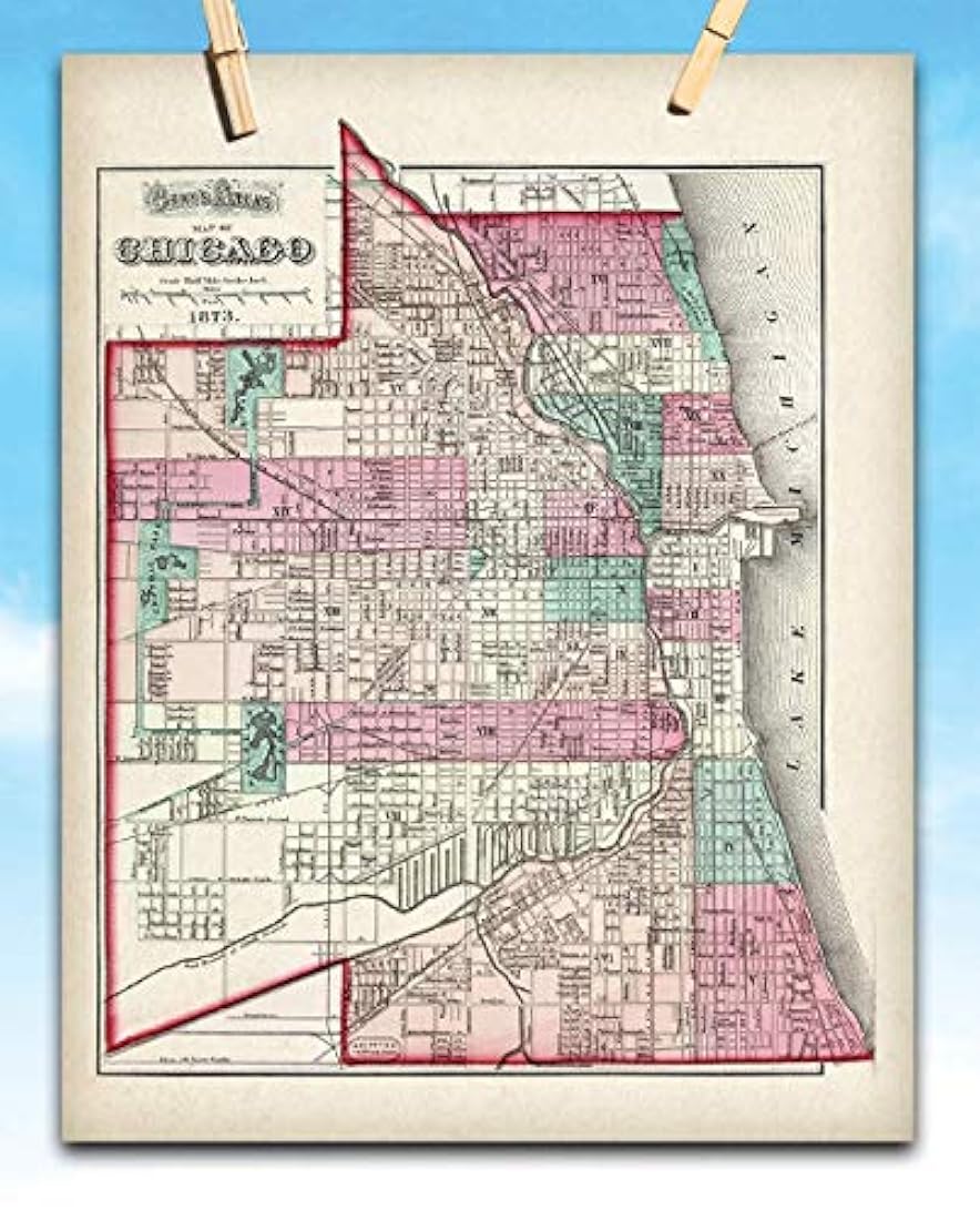 Mapa de la ciudad de Chicago impresión de arte sin marco