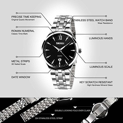 Reloj para hombre, correa de acero inoxidable de lujo