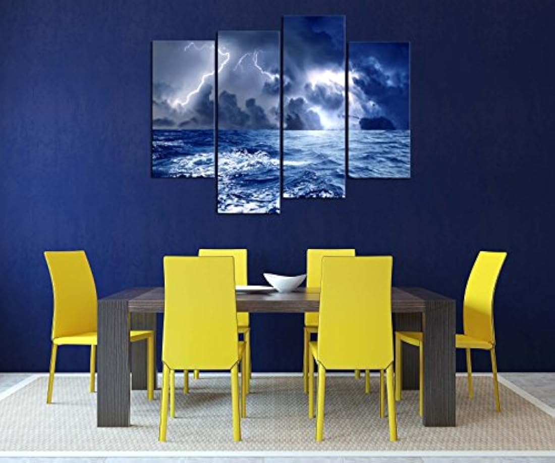 Impresión sobre lienzo para pared, diseño de tormenta marina