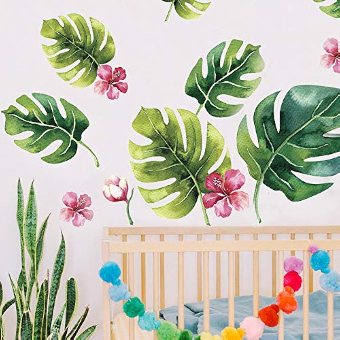 Pegatinas de pared con diseño de hojas de palma tropicales