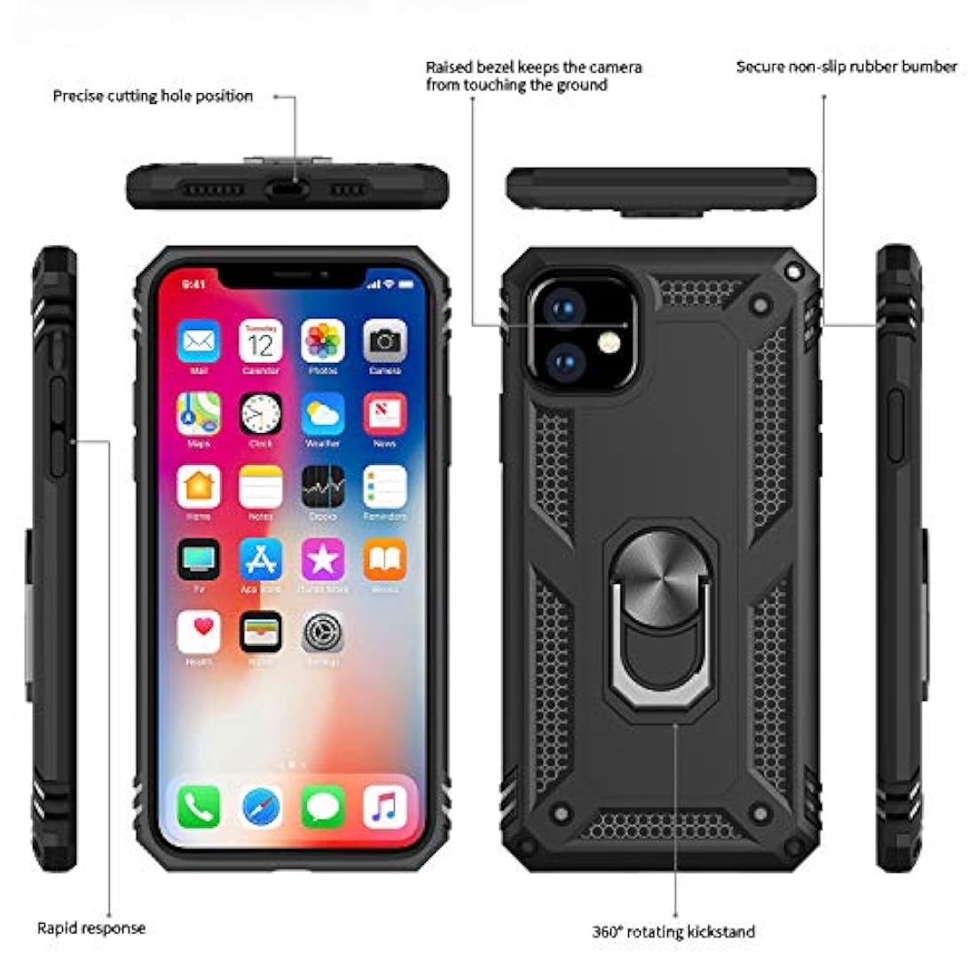 Carcasa para iPhone X con protector de pantalla templada