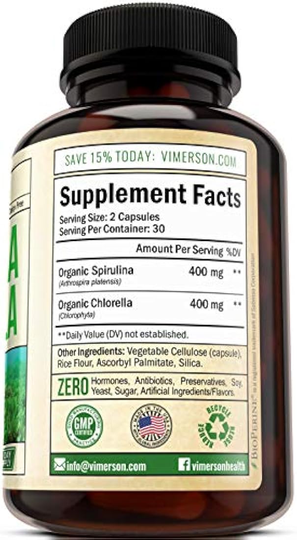 Spirulina Clorella Superfood Verde Orgánico.