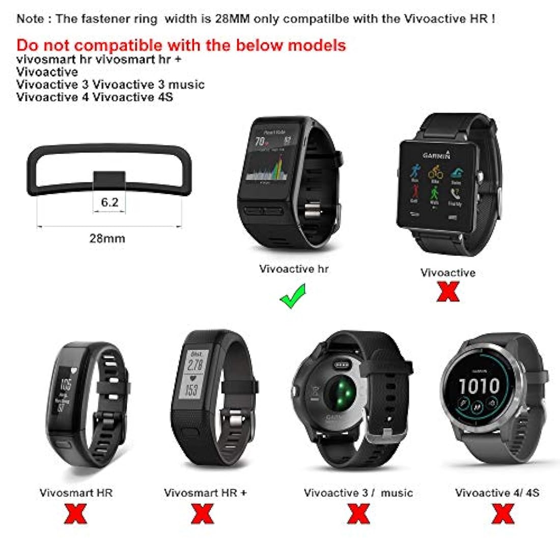 RuenTech Anillo de cierre de repuesto para Garmin Vivoactive
