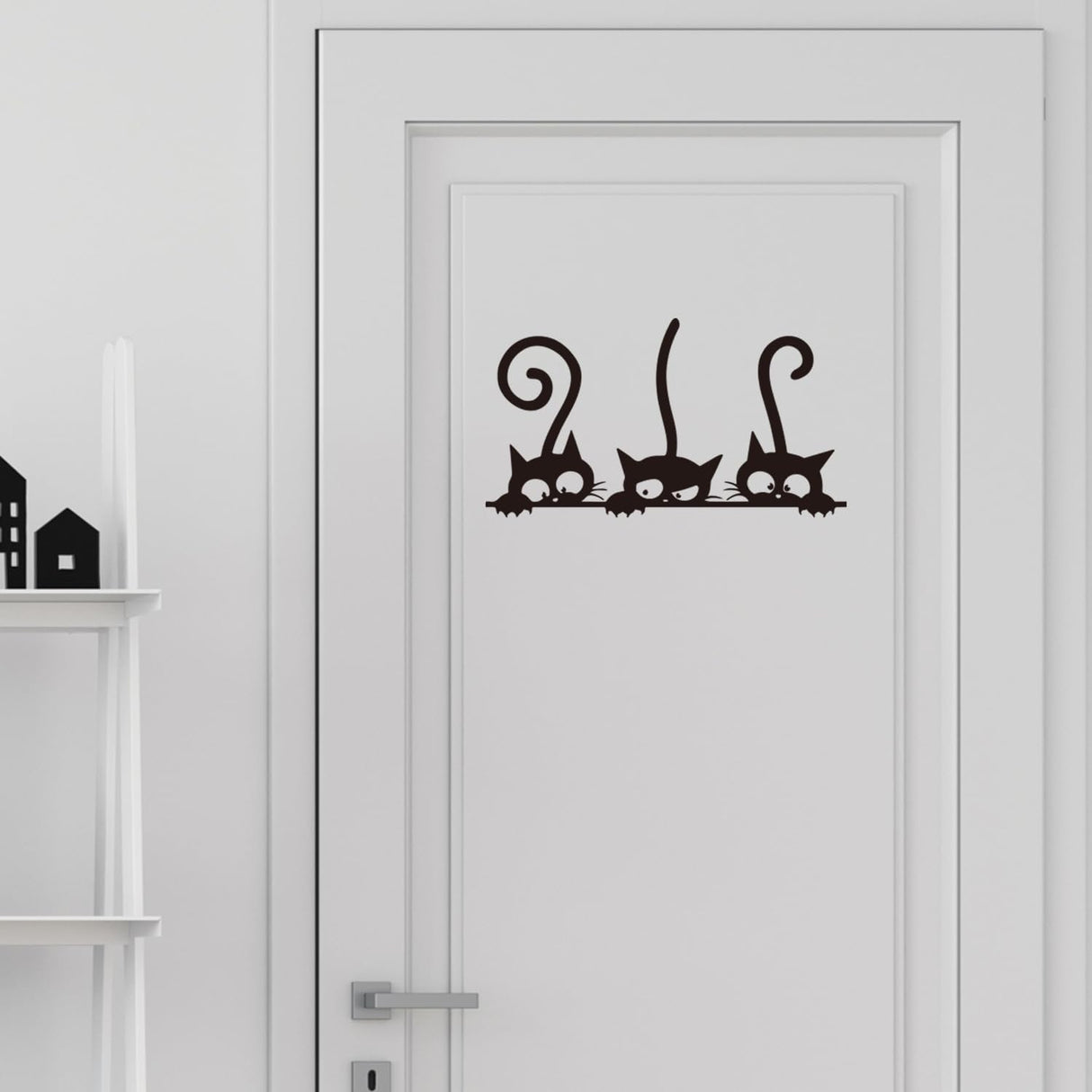 Calcomanías de arte de pared de tres gatos para dormitorio sala de estar, cafetería, calcomanías decorativas extraíbles (pequeño)