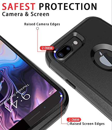 Diverbox Funda para iPhone 8 Plus, iPhone 7 Plus [A prueba de golpes] [A prueba de gotas] [A prueba de polvo], funda de protección resistente para Apple iPhone 8 Plus y 7 Plus (negro)