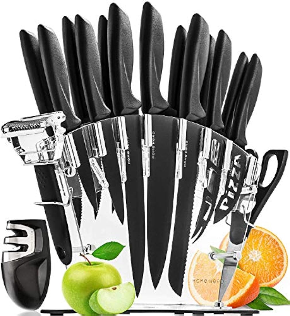 Juego de cuchillos de acero inoxidable con soporte,