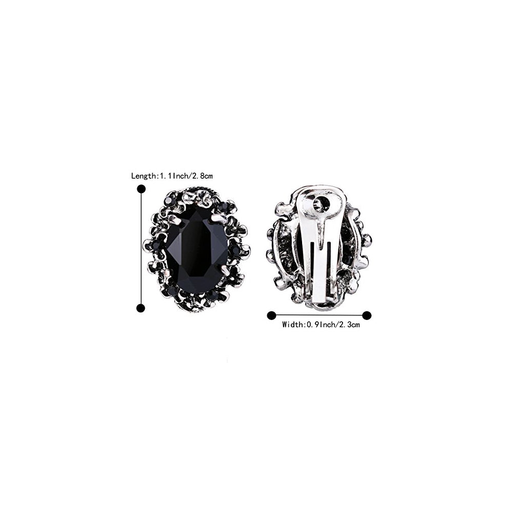 Aretes de clip ovalados estilo victoriano con diseño