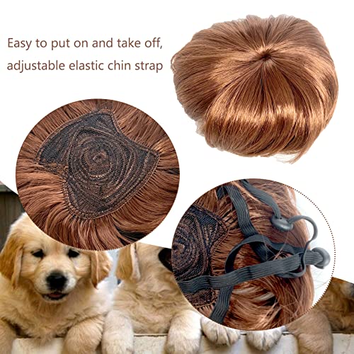 Peluca de perro para mascotas, disfraz de gato, accesorios sintéticos, gorros para perros pequeños, para Halloween, Nochebuena, festival, decoración de fiesta, juguete (A)
