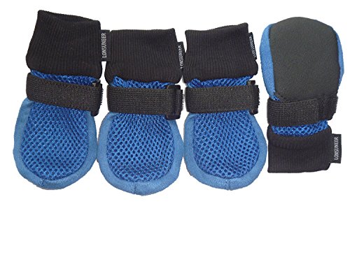 Botas para perro protectoras de patas, conjunto de 4 suaves suelas transpirables y antideslizantes, vienen en 5 tamaños, Azul