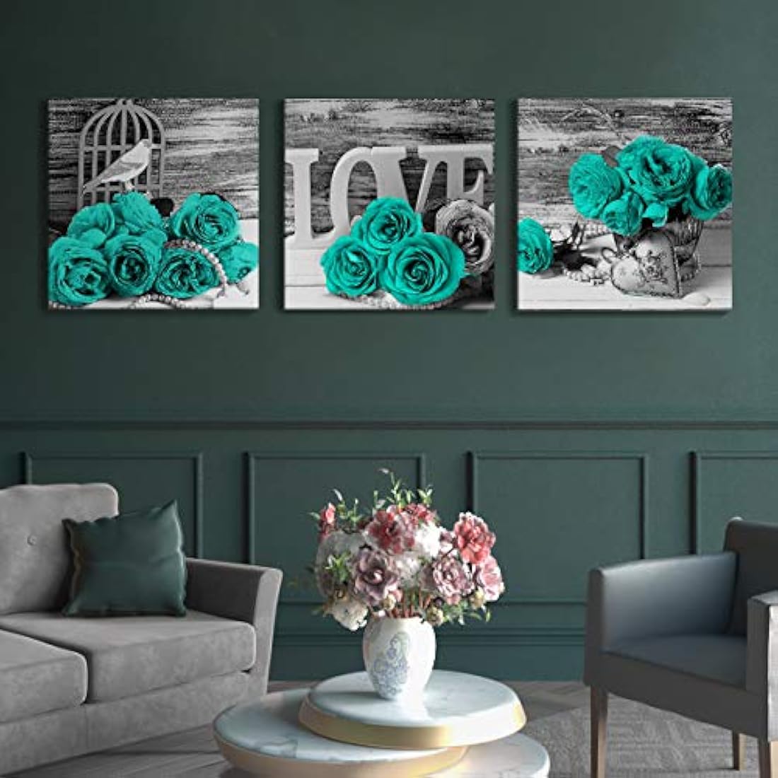 Decoración de pared con diseño de margaritas azules