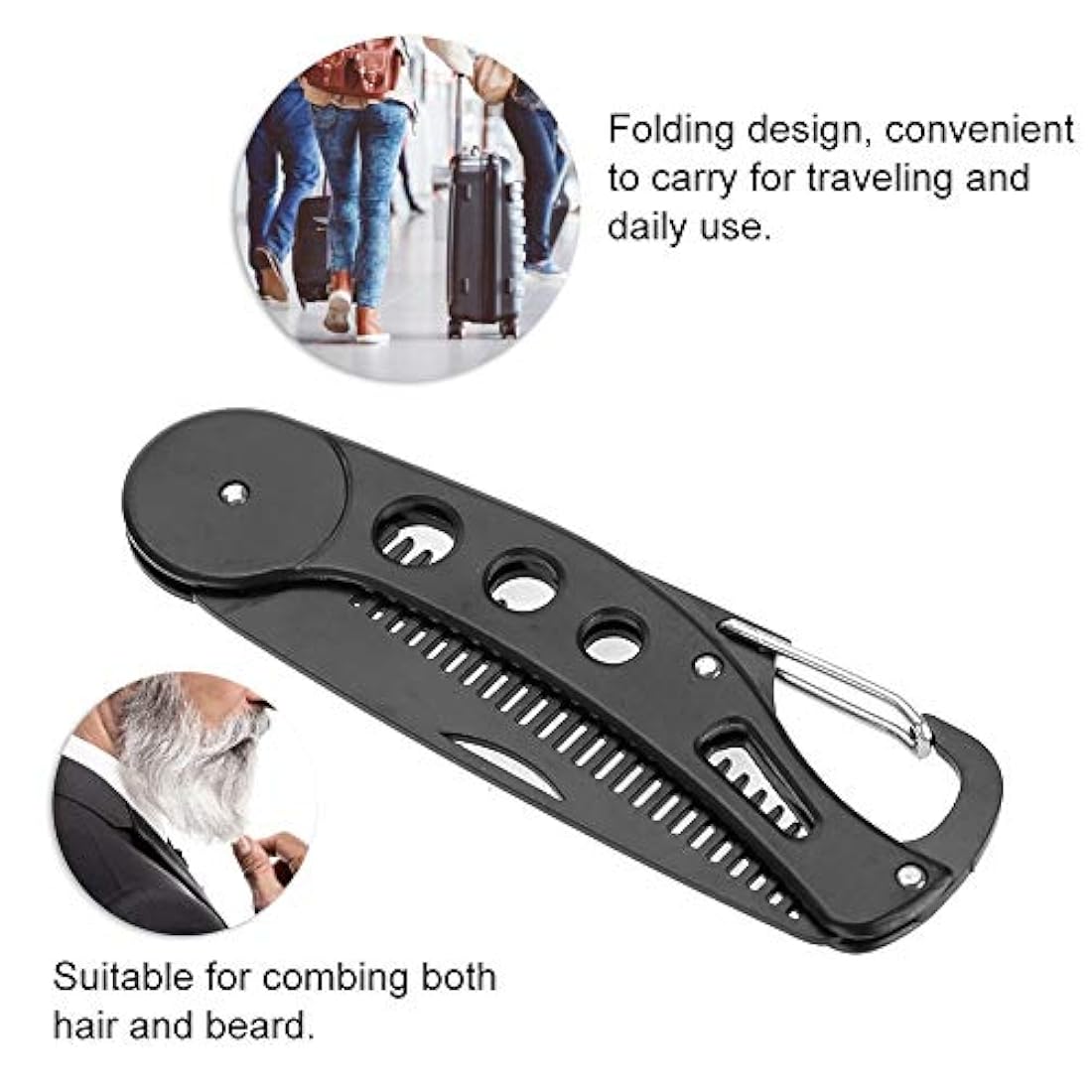 Peine plegable para barba de acero inoxidable Delaman