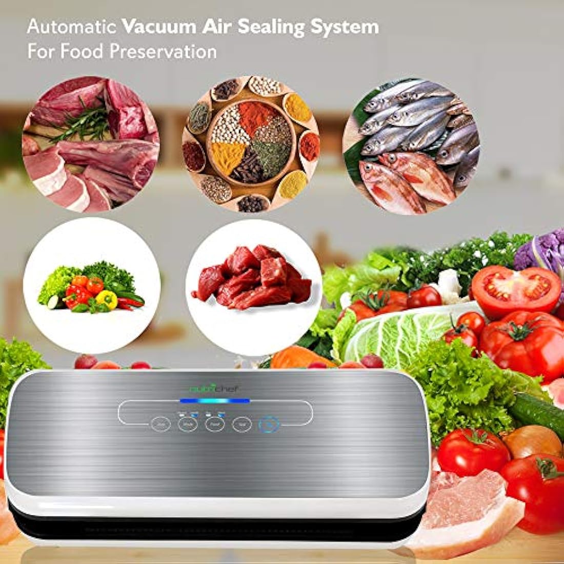 Sellador al vacío  Plateado NutriChef  PKVS18SL