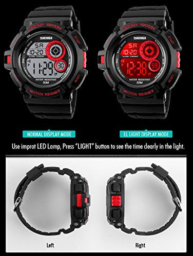 Fanmis Military Multi Function Digital LED Reloj de cuarzo Resistente al agua Electrónica Sport Relojes Rojo