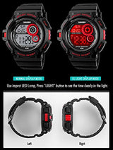 Fanmis Military Multi Function Digital LED Reloj de cuarzo Resistente al agua Electrónica Sport Relojes Rojo