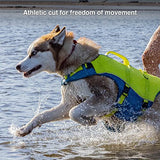 Kurgo Surf n' Turf - Chaleco salvavidas para perro, chaleco salvavidas para natación, chalecos flotantes para perros, PFD para perro, reflectante, ajustable, azul/verde, XS