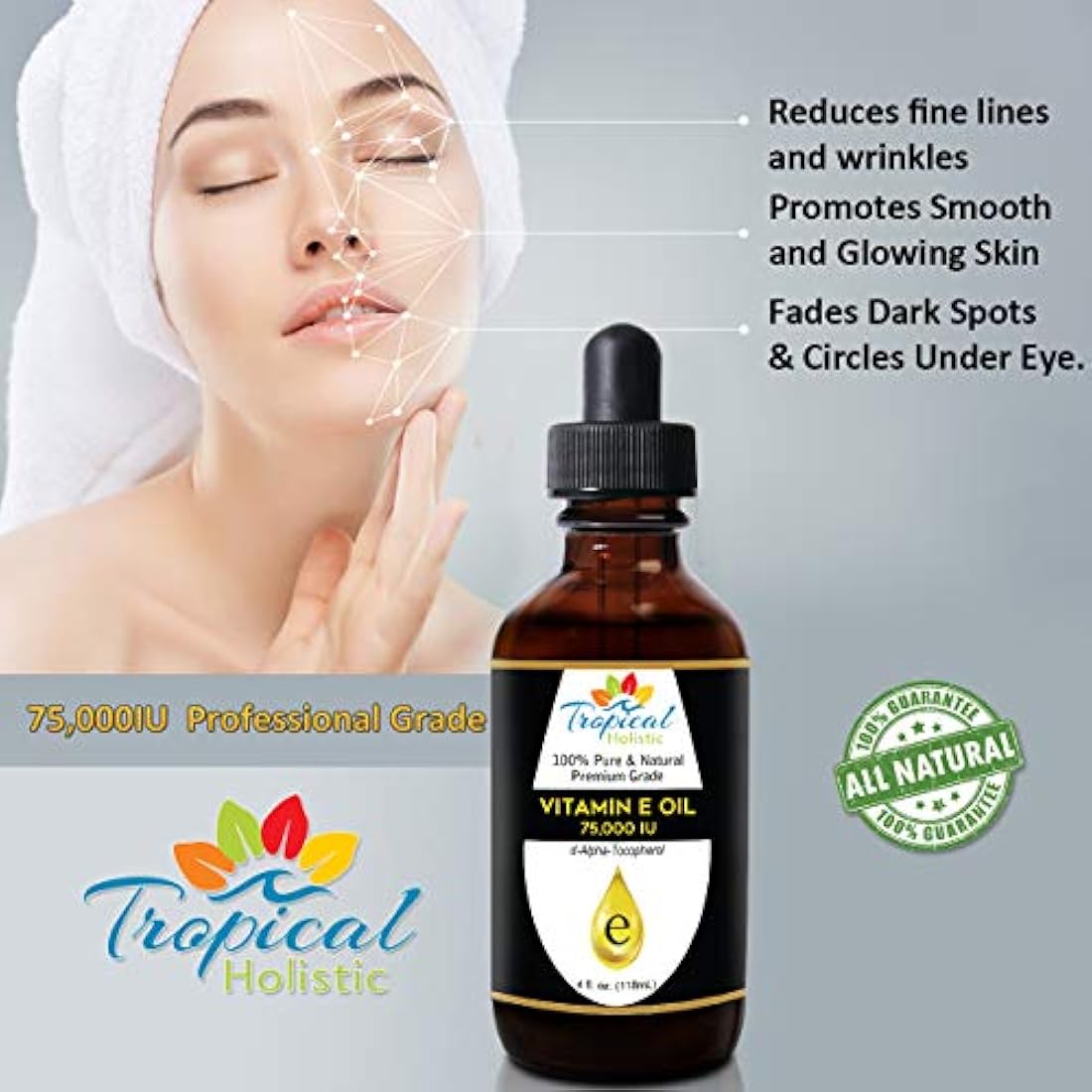 Tropical Holistic - Aceite de vitamina E 100% puro, 4oz