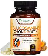 Glucosamina con suplemento de condroitina cúrcuma MSM, triple fuerza estandarizada 1500 mg con boswellia y bromelina, fabricado en Estados Unidos, para un apoyo y comodidad saludables en las articulaciones, 60 cápsulas