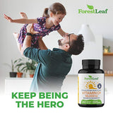 Vitamin D3 50,000 IU Weekly Supplement - 240 Vegetable Capsules - For Bones, Teeth, Immune System and Muscle Function - by ForestLeaf