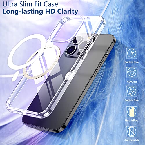 JUSTCOOL Funda magnética para iPhone 13 Pro, [no amarillea] [Protección contra caídas de grado militar] Funda delgada delgada y transparente para iPhone 13 Pro de 6.1 pulgadas (transparente magnética)
