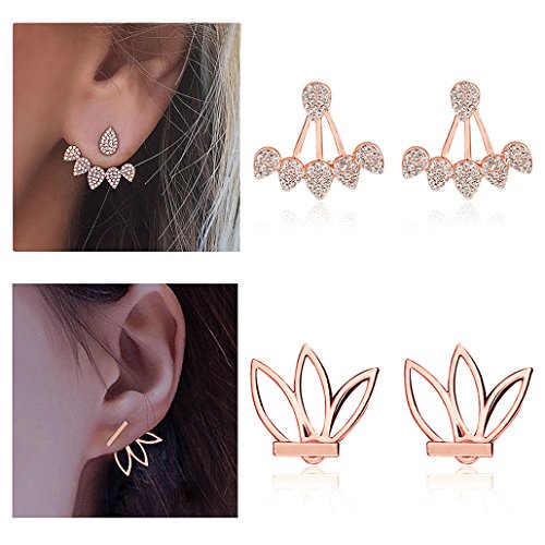 Fashion Hollow Lotus Flower Earrings Crystal Simple Chic