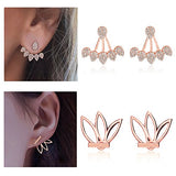 Fashion Hollow Lotus Flower Earrings Crystal Simple Chic