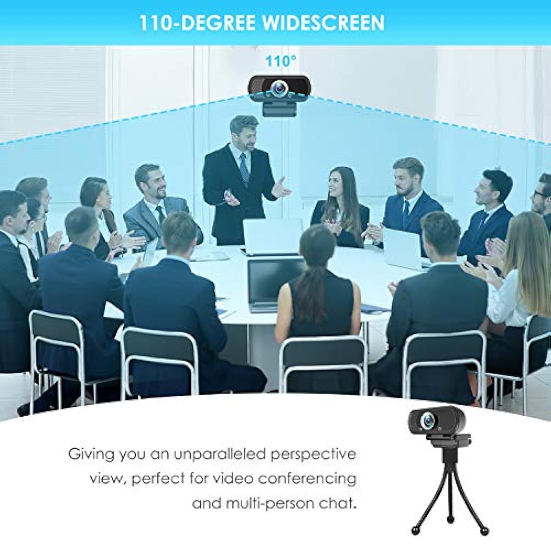 Webcam HD 1080P con obturador de privacidad y trípode