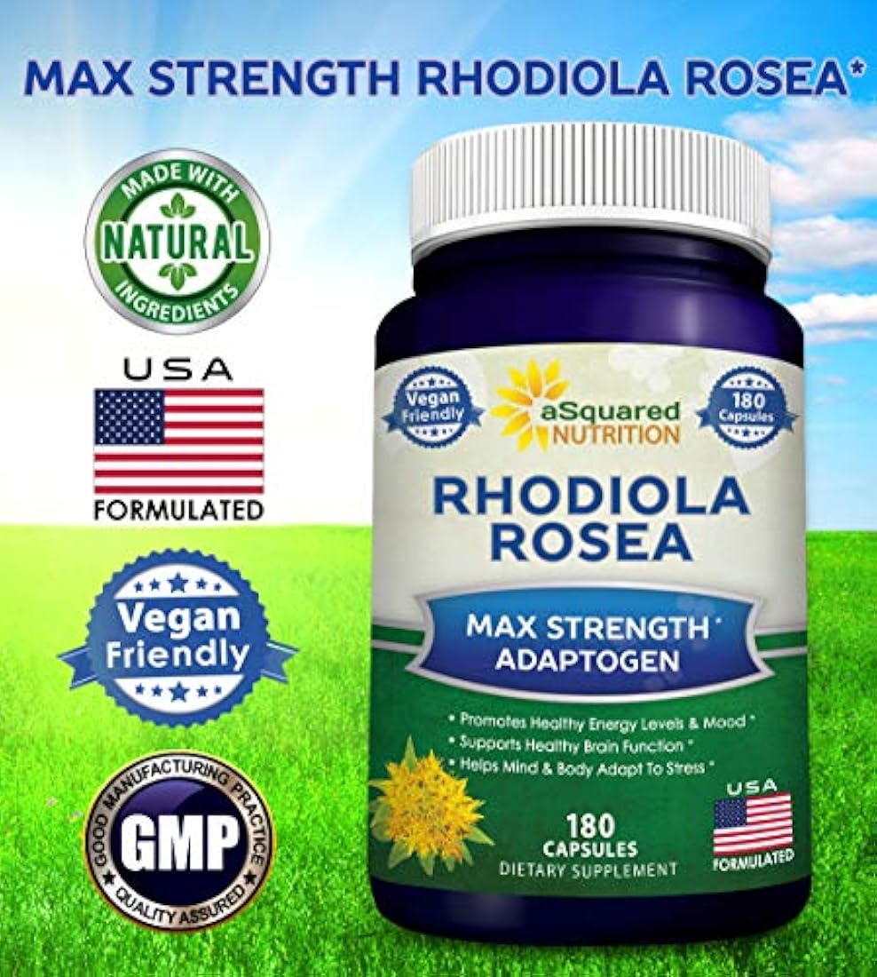 Rhodiola Rosea Suplemento puro 1000mg - 180 cápsulas veganas