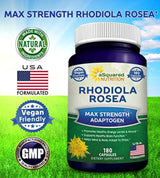 Rhodiola Rosea Suplemento puro 1000mg - 180 cápsulas veganas