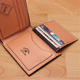 Cartera de piel para hombre, delgada