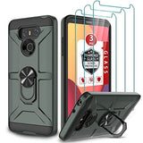 Funda para LG G6, funda para LG G6 con [3 protectores de pantalla de vidrio templado], soporte de anillo integrado y soporte magnético para coche a prueba de golpes, resistente a caídas, funda resistente para LG G6, color verde oscuro
