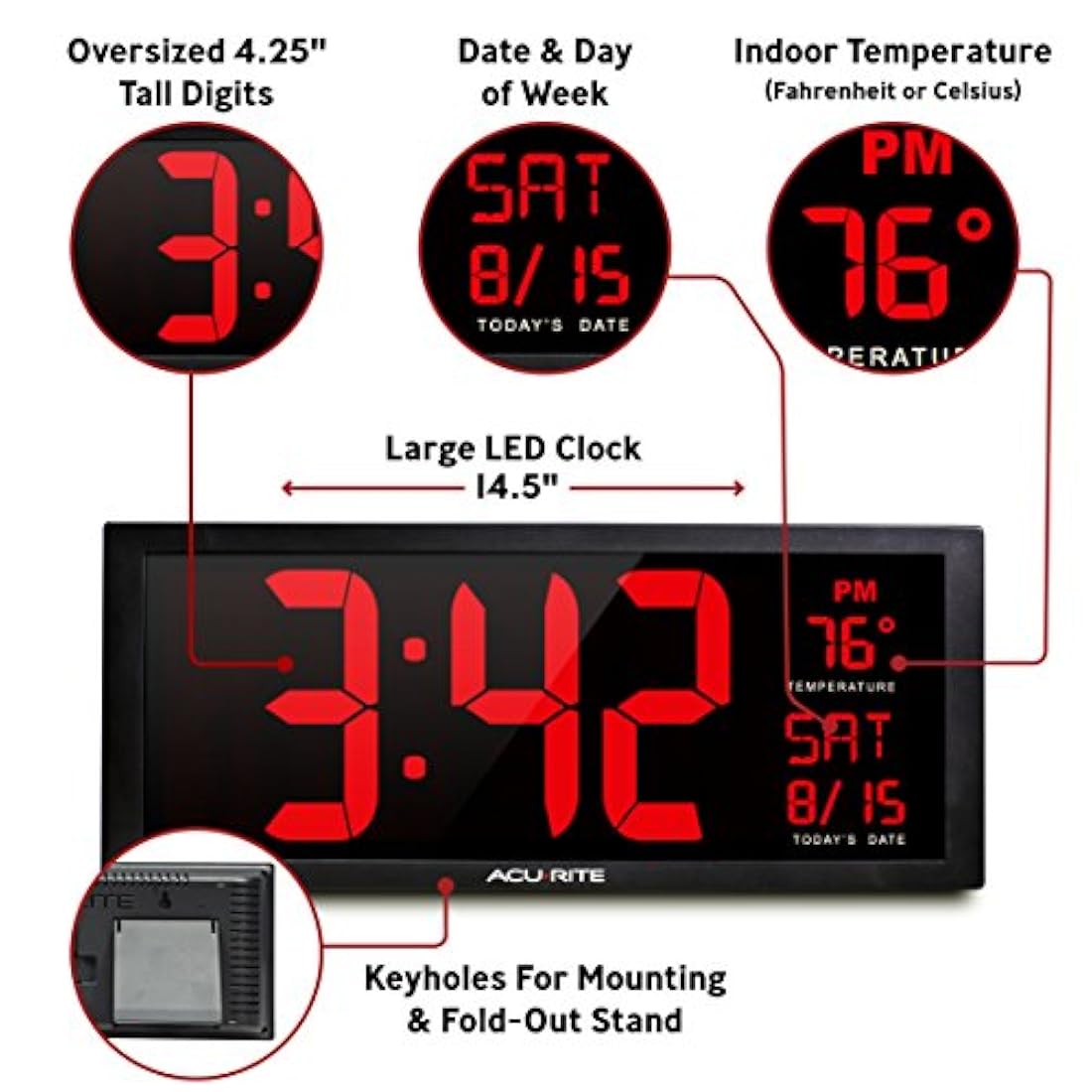 Reloj digital LED con brillo de atenuación automática